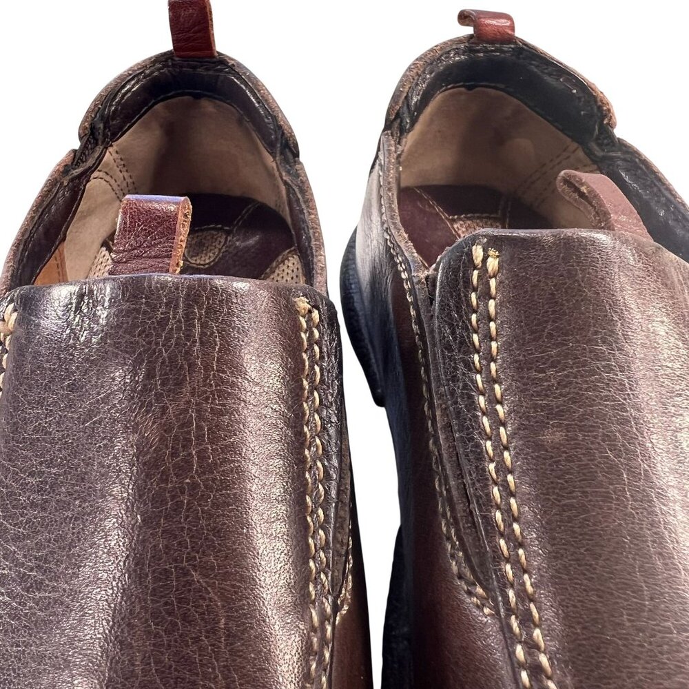 Born Womens Slip On Brown Leather Shoes Loafers Size 6 M EU 36.5 Stitching - Picture 8 of 12